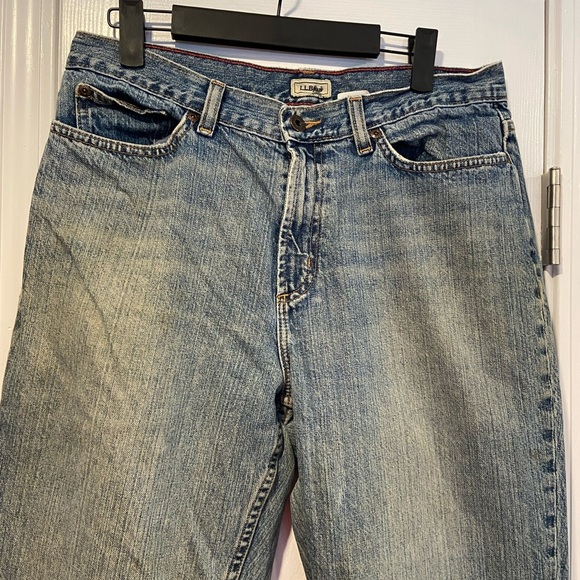 VTG L.L. Bean Size 12 T Boot Cut Cotton Denim Jeans Worn Distressed Med Wash - Picture 5 of 15